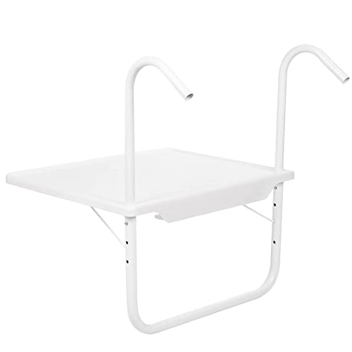 PrimeMatik - Mesa Rectangular de Polipropileno para balcón 52x40cm Blanco