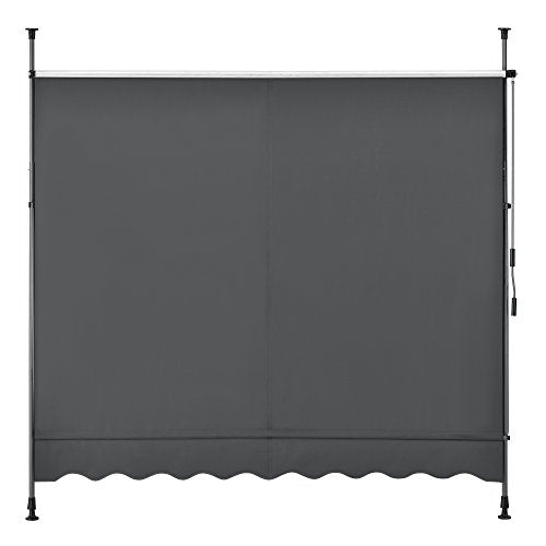 pro.tec Toldo Retráctil Stem Toldos Exterior Terraza Balcón Ajustable en Altura Manual Resistente Protector de Sol Sin Taladrar Acero/Poliéster 150 x 120 x 220-309 cm - Gris