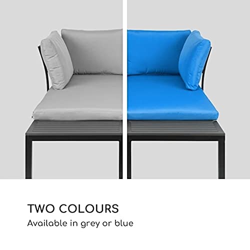 blumfeldt Cartagena Lounger - Bancos de jardín, Set: 2 biplazas + Mesa, 2 Cojines, 4 Cojines, Modular, Mobiliario de 4 a 6 Personas, sillón para 2 Personas, Acero, Poliéster, Azul