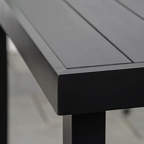 Outsunny Mesa de Jardín Rectangular para 6 Personas Mesa de Comedor Exterior 140x90x74 cm con Encimera de Listones y Estructura de Aluminio para Terraza Balcón Negro