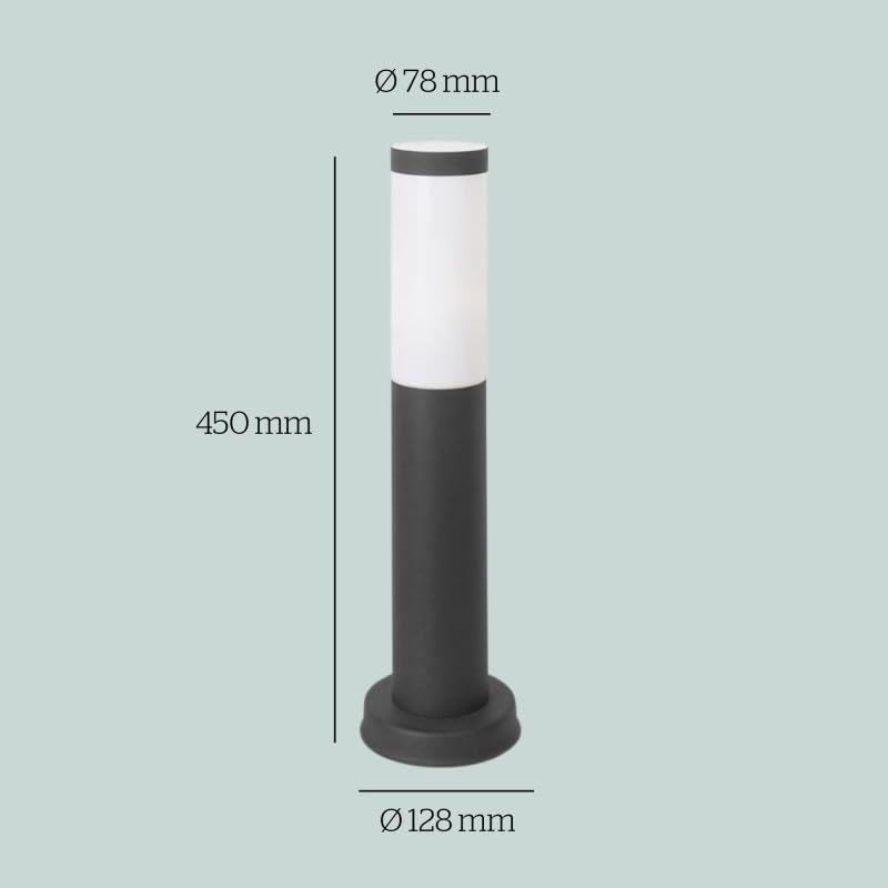 FORLIGHT Koral Baliza Exterior para Jardín Resistente al Agua IP55. Poste de Luz para Sendero y Camino. Lámpara Bolardo de Acero Inoxidable Gris Urbano 23W. Farolillo Moderno Zonas de Paso