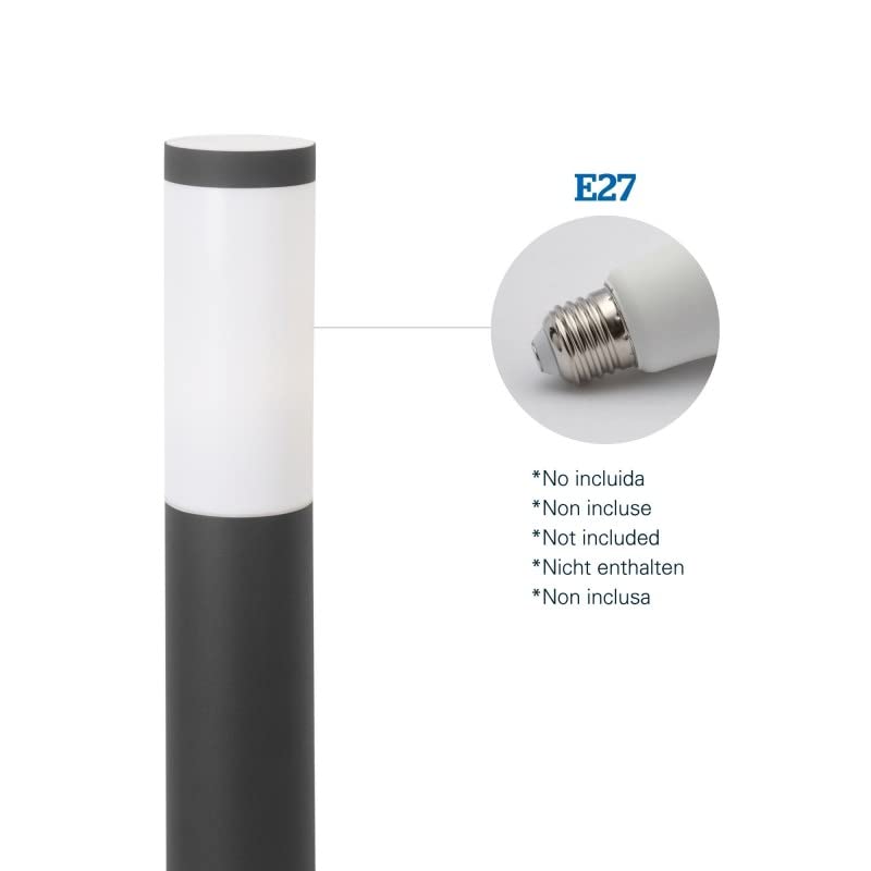 FORLIGHT Koral Baliza Exterior para Jardín Resistente al Agua IP55. Poste de Luz para Sendero y Camino. Lámpara Bolardo de Acero Inoxidable Gris Urbano 23W. Farolillo Moderno Zonas de Paso
