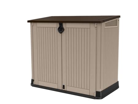 Keter Sio Midi -Cobertizo de jardín Exterior, Capacidad 880L, Color Topo/Beige, 132 x 71,5 x 113,5 cm