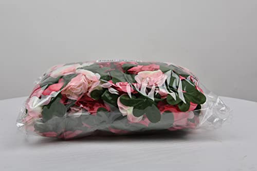 YQing 4 Piezas Artificiales Rosas Flores Guirnalda, 250cm Rosas Falsas Artificial Flor Rosa Vid Planta con Hojas de Hiedra Verde para la decoración del jardín del Banquete de Boda (Rosado)
