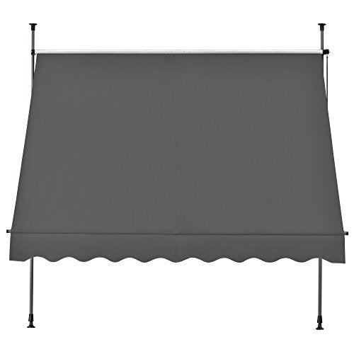 pro.tec Toldo Retráctil Stem Toldos Exterior Terraza Balcón Ajustable en Altura Manual Resistente Protector de Sol Sin Taladrar Acero/Poliéster 150 x 120 x 220-309 cm - Gris