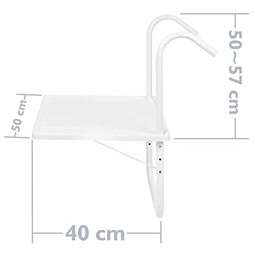 PrimeMatik - Mesa Rectangular de Polipropileno para balcón 52x40cm Blanco