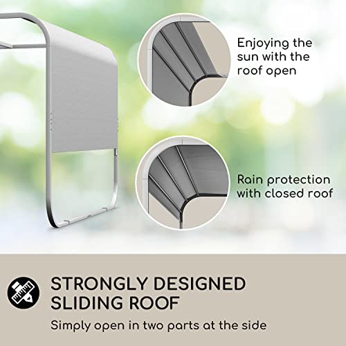 Blumfeldt Pergola con Techo y Laterales Retráctiles, Pergolas de Jardin Metálica de Acero Inoxidable, para Bañera Hidromasaje, Barbacoa, Patio, Carpa Impermeable para Bar, Cenadores para Jardin