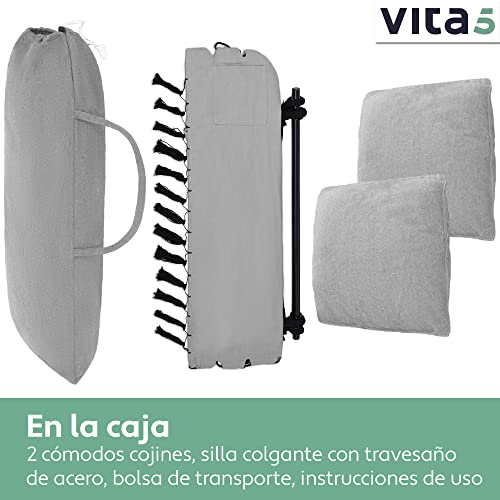 VITA5 Poltrona Sospesa da Giardino per Rilassarsi - Sedia a Dondolo da Appendere Resistente e Sicura - Amaca Appesa da Interno Adatta a Ogni Arredamento - Facile da Montare - Imbottitura Comoda