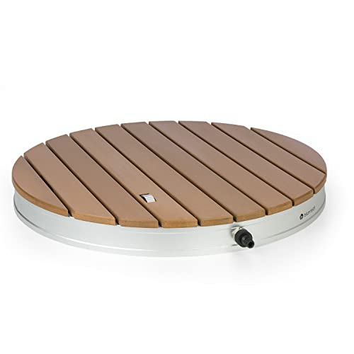 Blumfeldt Garden Shower Sumatra Breeze Round SL - ducha de jardín ducha exterior piso de ducha ducha exterior ducha de sauna, Altura ajustable hasta 4 m, Material: Aluminio / WPC, Ø 70 cm, marrón