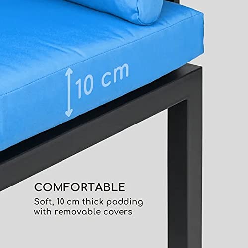 blumfeldt Cartagena Lounger - Bancos de jardín, Set: 2 biplazas + Mesa, 2 Cojines, 4 Cojines, Modular, Mobiliario de 4 a 6 Personas, sillón para 2 Personas, Acero, Poliéster, Azul