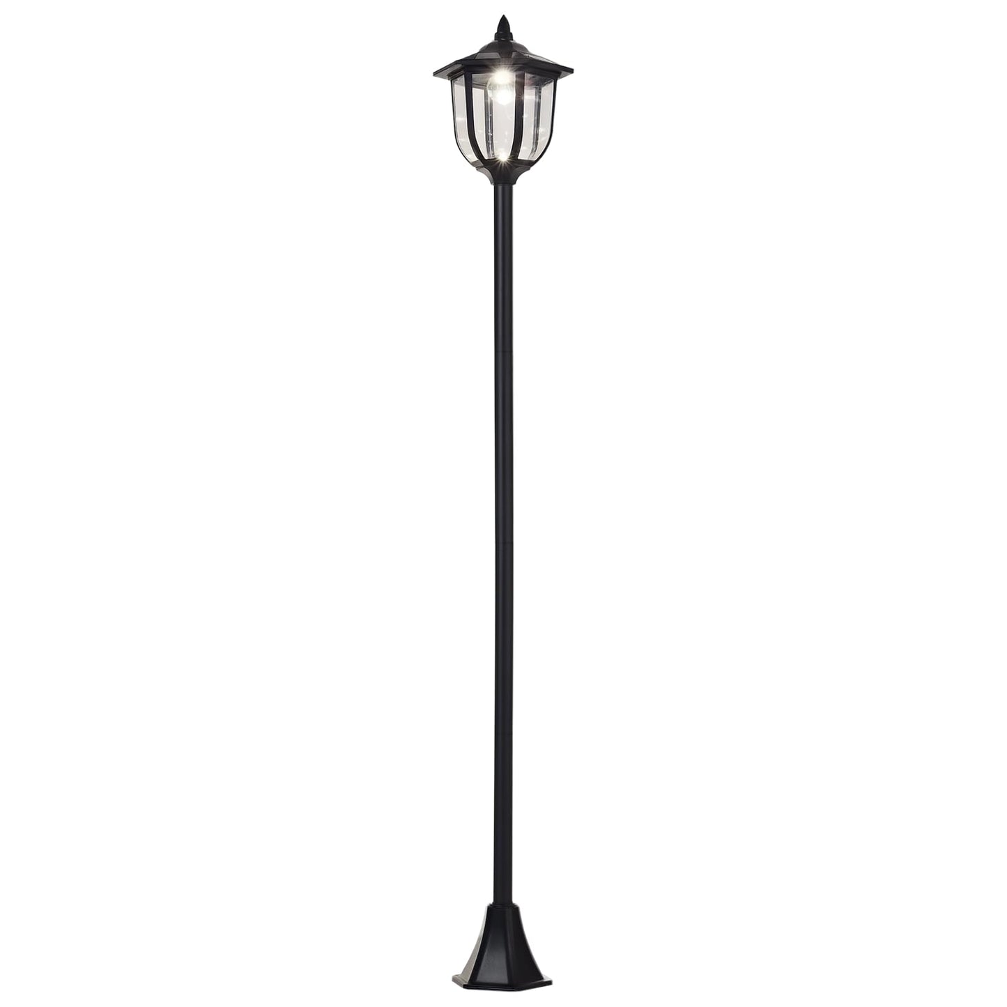 Outsunny Farola Solar con Panel Solar a Cargar Batería Protección al Ambiente 6 LED Perfecto para Noche Encendido Automático Autonomía de 6 Horas Instalar Fácil Negro Ø26,5 x 177cm