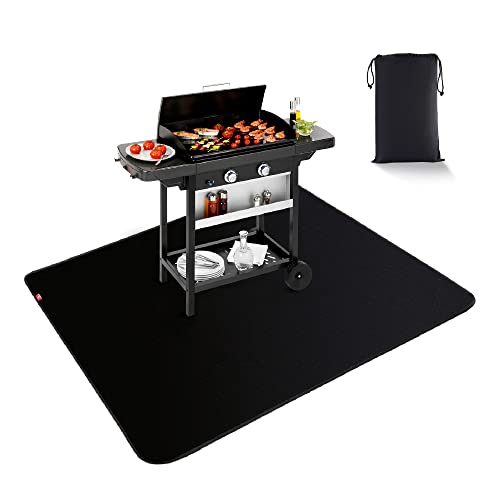 Alfombrilla para barbacoa de gas y carbón exterior EC Technology XXL, 122 x 152 cm, ignífuga, de protección para el suelo, anticaída