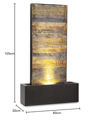 Blumfeldt Raincastle - Fuente para Patio, Circulación Continua del Agua en Circuito Cerrado, 8W, Certificado de protección IPX8, Metal zincado, estética ladrillo, Interior y Exterior, Gris