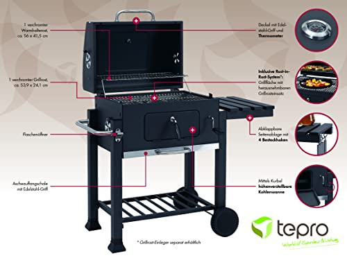 Tepro Toronto Click - Barbacoa de carbón, antracita y acero inoxidable