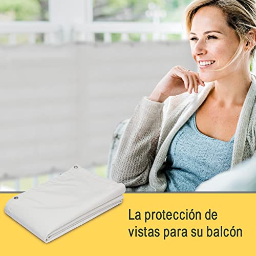 Sol Royal Malla ocultacion Mallas Protecciรณn Visual Balcon SolVision PB2 PES Pantalla Opaca 300x90 cm Blanco balcรณn privacidad con Ojales Cuerdas