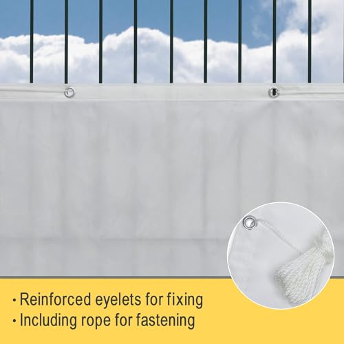 Sol Royal Malla ocultacion Mallas Protecciรณn Visual Balcon SolVision PB2 PES Pantalla Opaca 300x90 cm Blanco balcรณn privacidad con Ojales Cuerdas