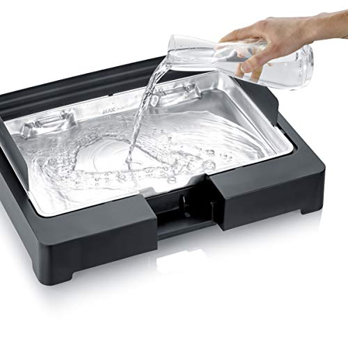 Severin Barbacoa de mesa con parrilla de acero inoxidable para interior y exterior, parrilla eléctrica con arranque rápido, mini barbacoa sin riesgo de quemaduras, negro, PG 8565