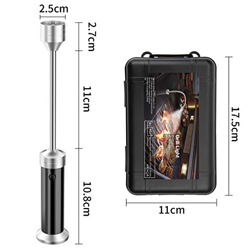 MojiDecor Luz de Parrilla, 2 Unidades MagnéTico 360 Grado Ajustable Llevó LáMpara de Luz con LED para Exteriores, Barbacoa, Accesorio, Negro