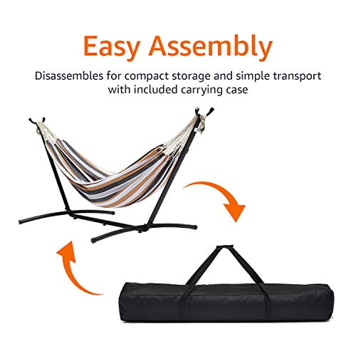Amazon Basics - medianas Hamaca de tela con soporte, Abigarrado, 300 x 117 x 100 cm