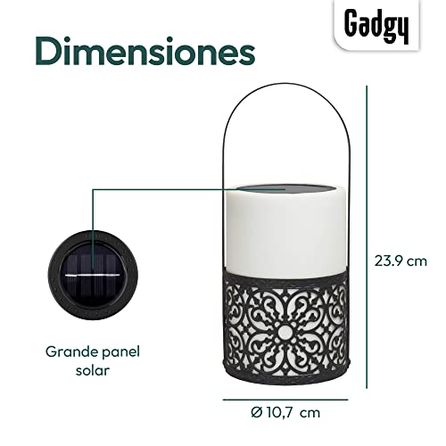 Gadgy Farolillos Para Velas | Juego De 3 Faroles Jardin Exterior | Vela Blanca Con Mango Negro | Farolillo Decorativo Solar | Linterna LED