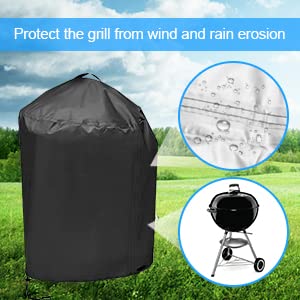 Funda para Barbacoa Impermeable, VDISRR 420D Oxford Resistente al Desgarro Funda Protectora para BBQ Ø77x90cm, Cubierta de Exterior Anti-Viento/Anti-Polvo/Anti-Humedad/Anti UV