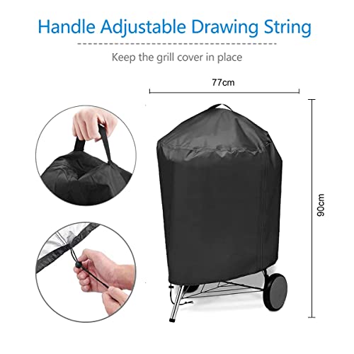 Funda para Barbacoa Impermeable, VDISRR 420D Oxford Resistente al Desgarro Funda Protectora para BBQ Ø77x90cm, Cubierta de Exterior Anti-Viento/Anti-Polvo/Anti-Humedad/Anti UV