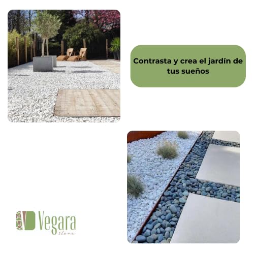 Vegara Stone Piedra Jardín Decoración Canto Rodado Blanco Puro 2-4 cm (3 kg)