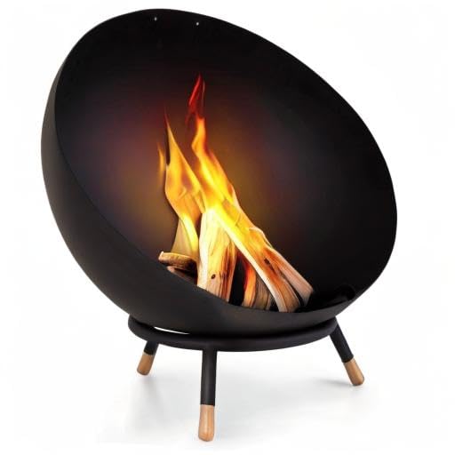 Blumfeldt Brasero de leña Exterior para Jardin, Estufa para Camping, con Trípode, Quemador de Acero, para Terraza, Chimenea, Fireball Fire Pit 66x66 cm