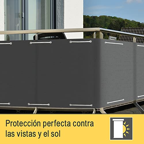 Sol Royal Privacidad Balcรณn Pantallas Protectoras 90x500 cm Antracita SolVision HB2 โ HDPE Cubierta Malla Protecciรณn UV Visual Opaca 160 g/mยฒ Resistente a la Intemperie con Ojales & Cuerdas