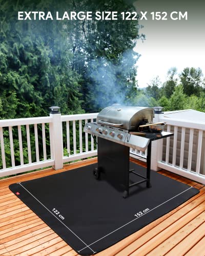 Alfombrilla para barbacoa de gas y carbón exterior EC Technology XXL, 122 x 152 cm, ignífuga, de protección para el suelo, anticaída