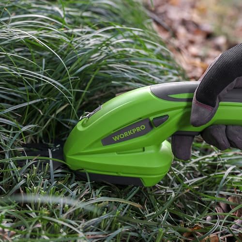 WORKPRO - Cizalla para césped con 2 Cuchillas, batería de 1500 mAh, Cargador para Corte, podado
