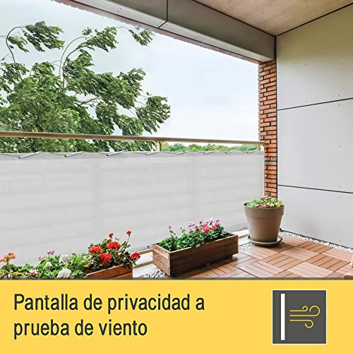 Sol Royal Malla ocultacion Mallas Protecciรณn Visual Balcon SolVision PB2 PES Pantalla Opaca 300x90 cm Blanco balcรณn privacidad con Ojales Cuerdas