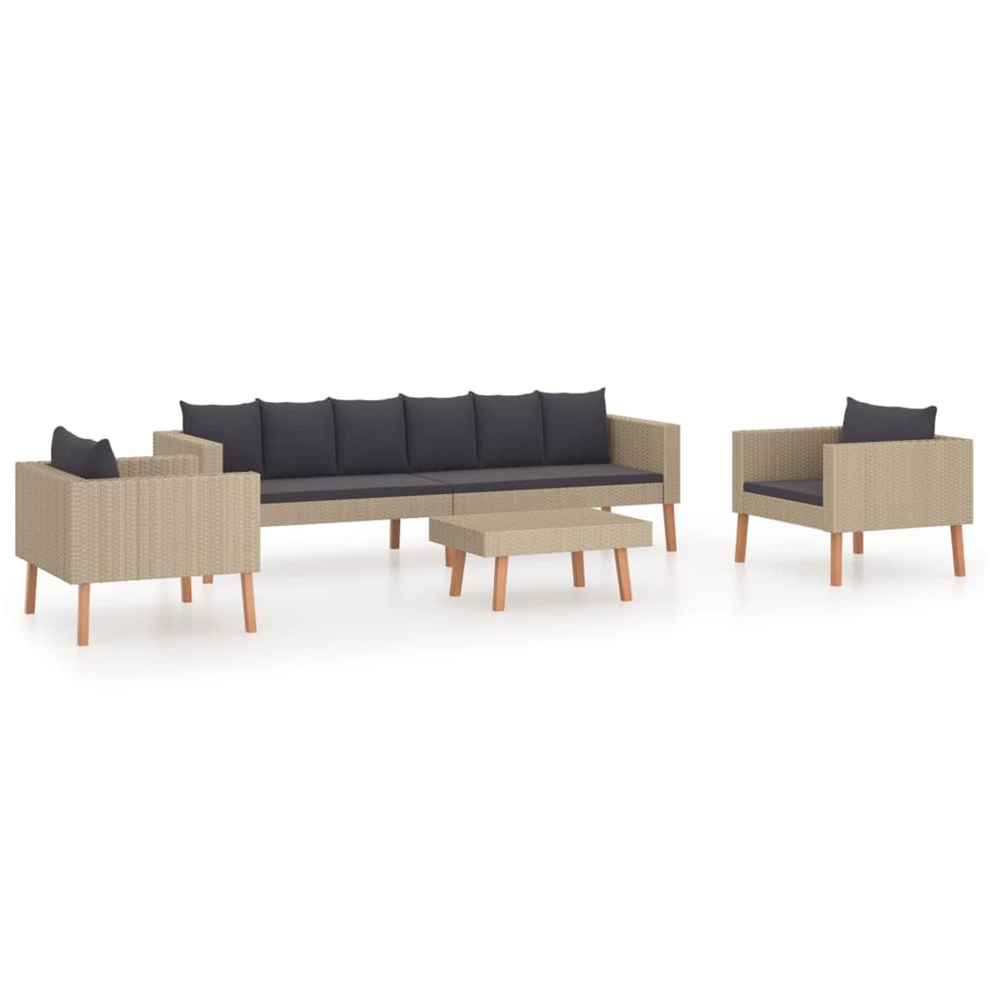 Deufre Conjunto Muebles de Jardín de Ratán 4 Piezas Sofa Jardin Exterior Sofas Exterior Jardin Ratan Conjunto Jardin con Cojines Lavables para Jardín Terraza Patio Beige
