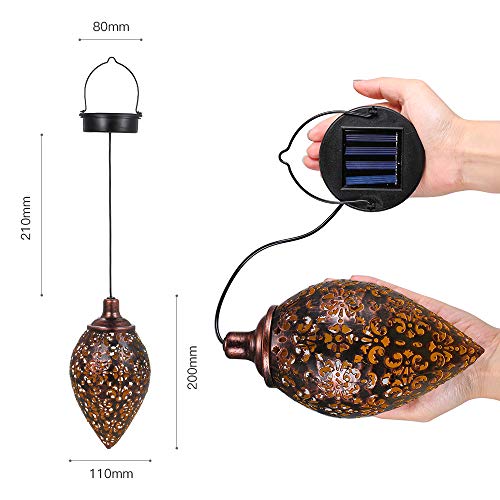 Luces solares LED de metal para patio, luces solares para jardín al aire libre, luces decorativas para jardín colgantes (1)
