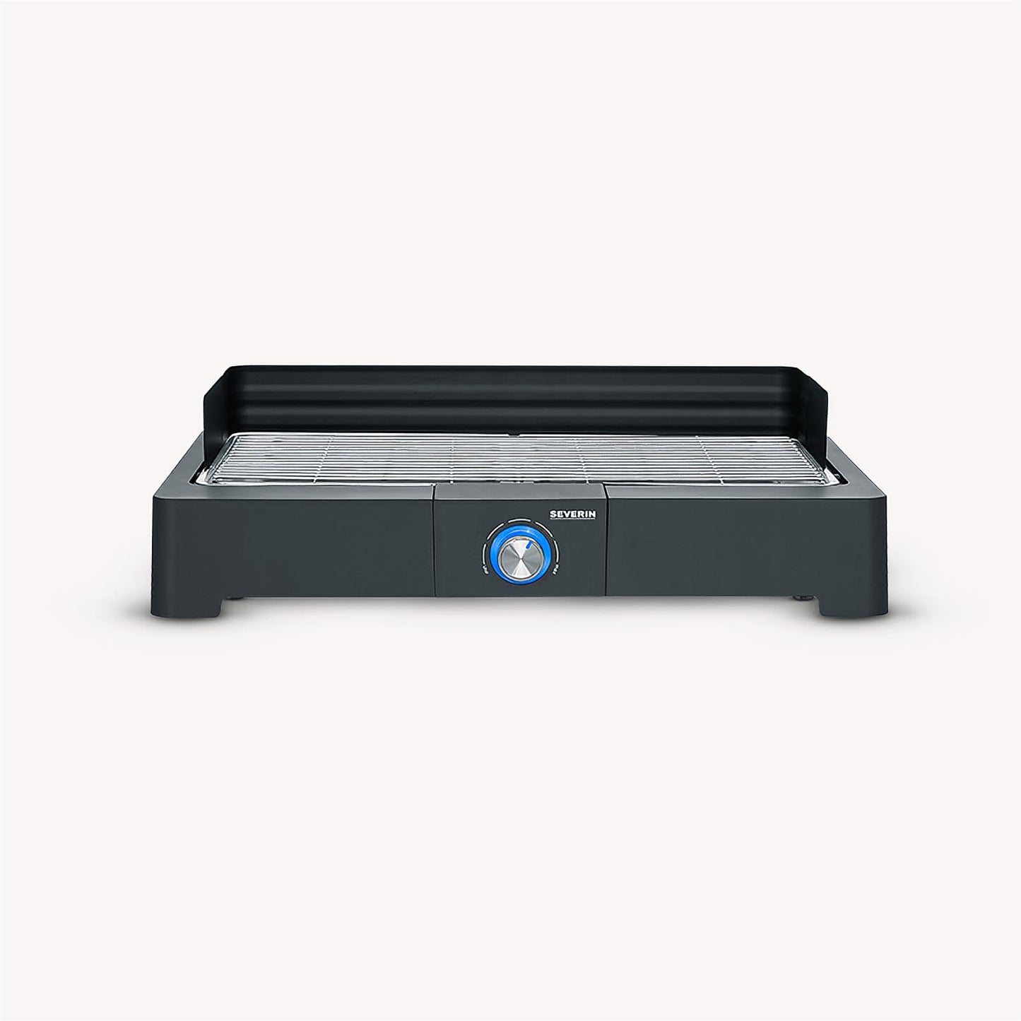 Severin Barbacoa de mesa con parrilla de acero inoxidable para interior y exterior, parrilla eléctrica con arranque rápido, mini barbacoa sin riesgo de quemaduras, negro, PG 8565