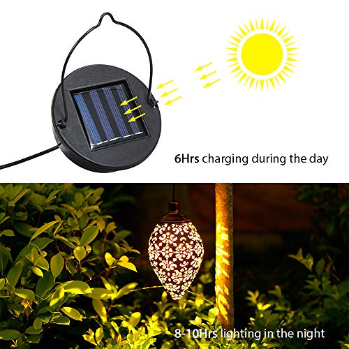 Luces solares LED de metal para patio, luces solares para jardín al aire libre, luces decorativas para jardín colgantes (1)