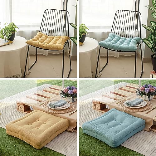 Tesosy Pack 2 Cojines para Sillas, Cojín Decorativo de Asiento(40+ -2cm) x 5cm con Correas de Sujeción, Asiento Imitacionde Lino, Ideal para la Decoración de Jardín, Beige
