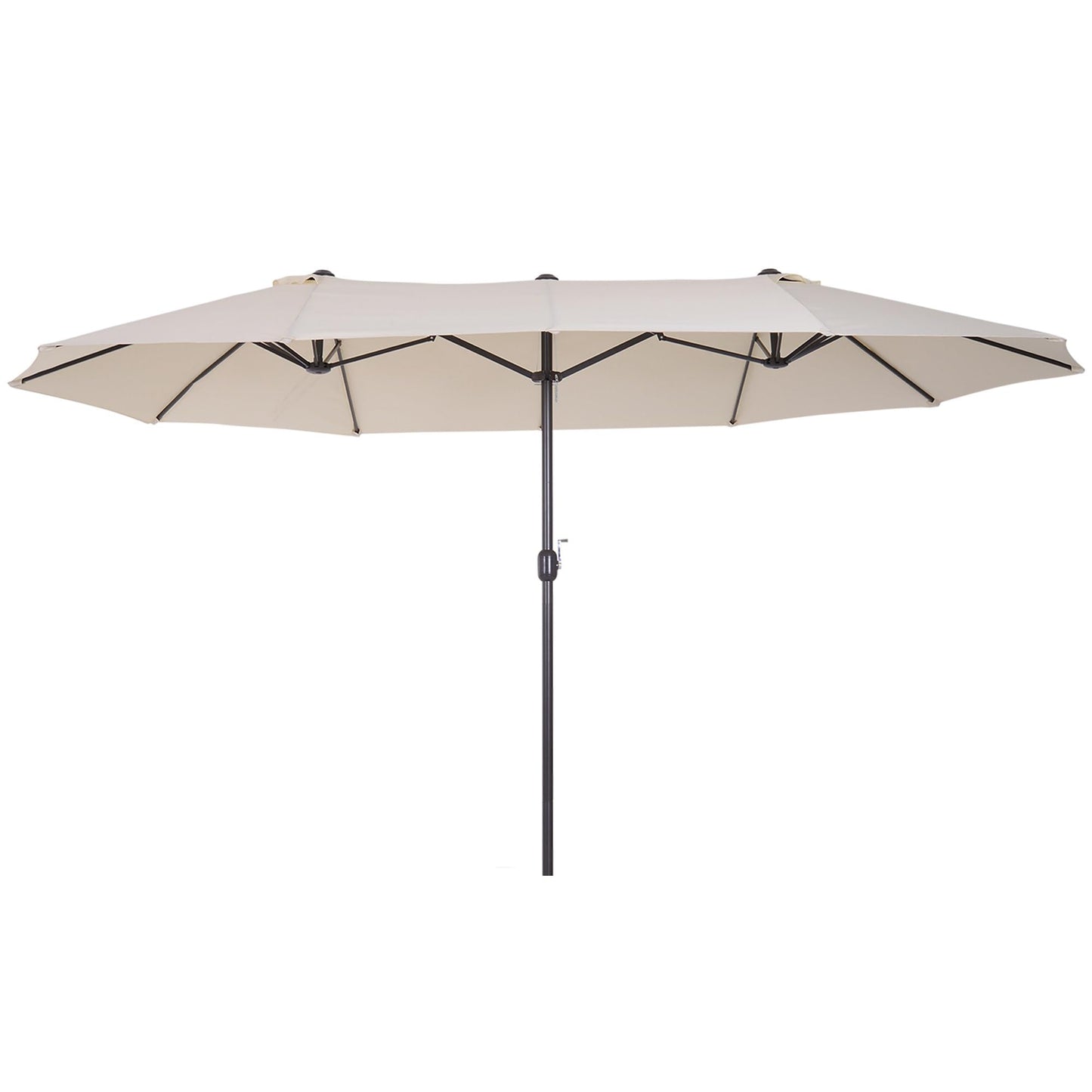 Outsunny Sombrilla Parasol Doble para Jardín Sombrilla Gigantede para Playa Carpas Toldos de Terraza Tela de Poliéster Protección Solar UV 4.6x2.7x2.4m Crema