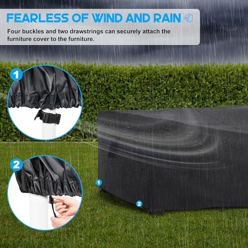 Funda Muebles Jardin Impermeable 242x162x100cm, Cubre Mueble Jardín 600D Oxford, Funda Sofa Jardín Exterior Anti-UV para Juego de Muebles de Jardín Funda Exterior Impermeable Sofa