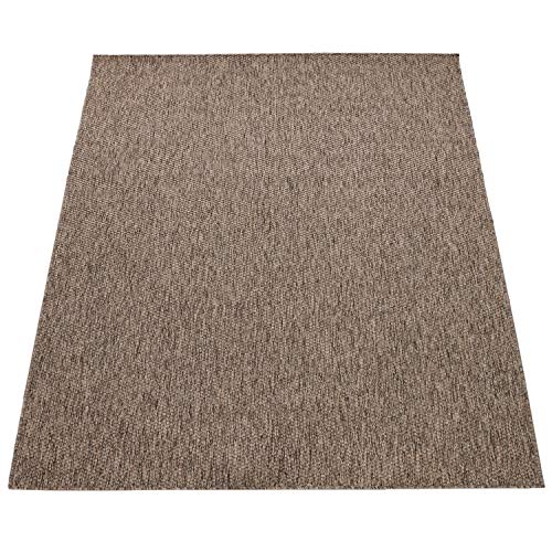 Paco Home Alfombra Exterior Interior Balcón Terraza Alfombra Cocina Monocolor Jaspeado, tamaño:80x250 cm, Color:Taupe