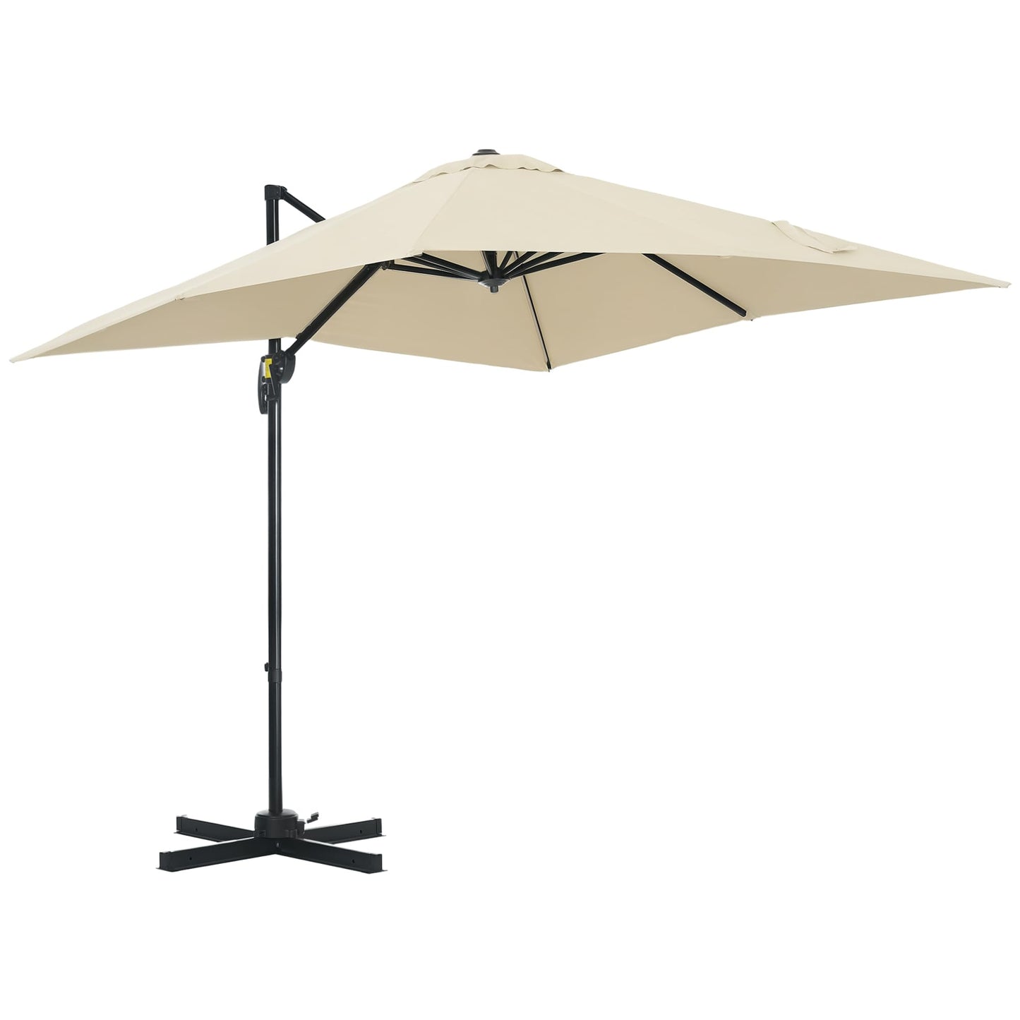 Outsunny Sombrilla de Jardín de Aluminio 245x245x245 cm Parasol Excéntrico con Manivela Giratorio 360° Inclinación de 5 Niveles Tela Desmontable Crema
