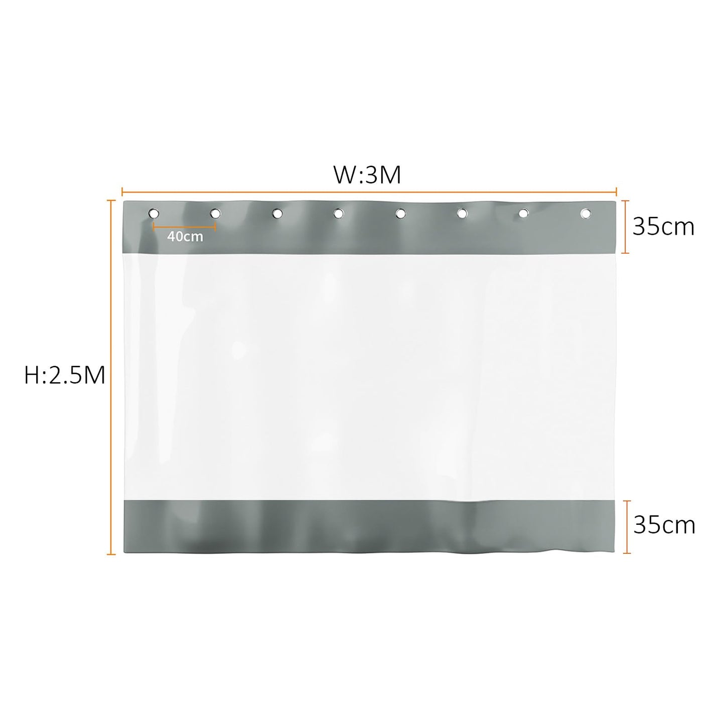 CLXRZM Exterior Impermeable Vinilo Lona Cortinas, Cortina Transparente al Aire Libre, 0.6mm PVC Duradera Panel Lateral con Ojales para Porche Terraza Pérgola, 3x2.5m