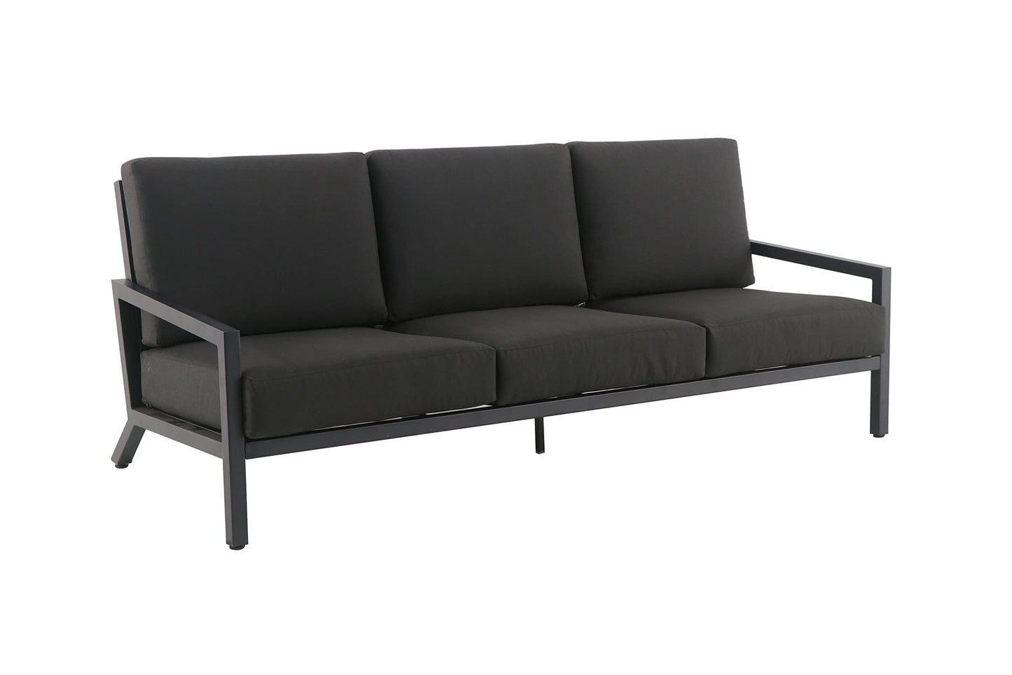 Tarrington House Sofa Set Numundo, aluminio/poliéster/vidrio, cojines incluidos, tablero con apariencia de piedra, negro, 4 piezas