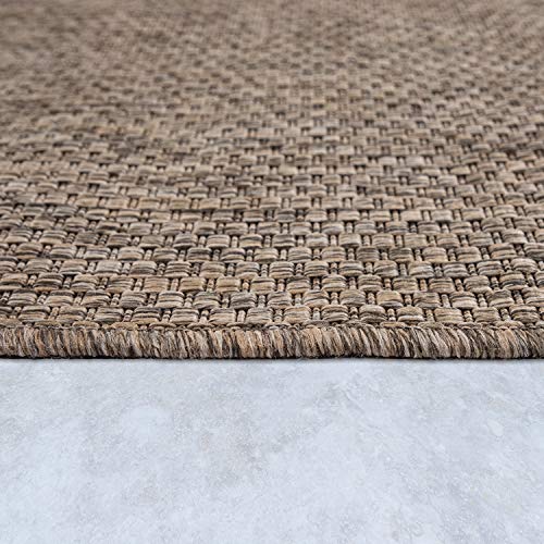 Paco Home Alfombra Exterior Interior Balcón Terraza Alfombra Cocina Monocolor Jaspeado, tamaño:80x250 cm, Color:Taupe