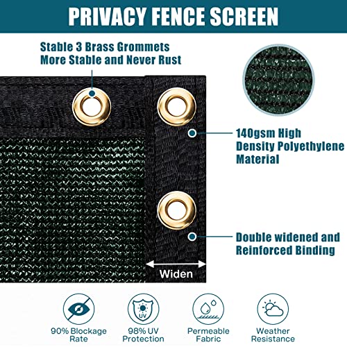 UIRWAY Malla de Ocultacion Jardin Verde 1.8 x 15.24m Malla Sombreo 142 g/m² Densidad HDPE UV Protección para Vallas de Jardín, Terraza, Balcón con Cable (Verde)