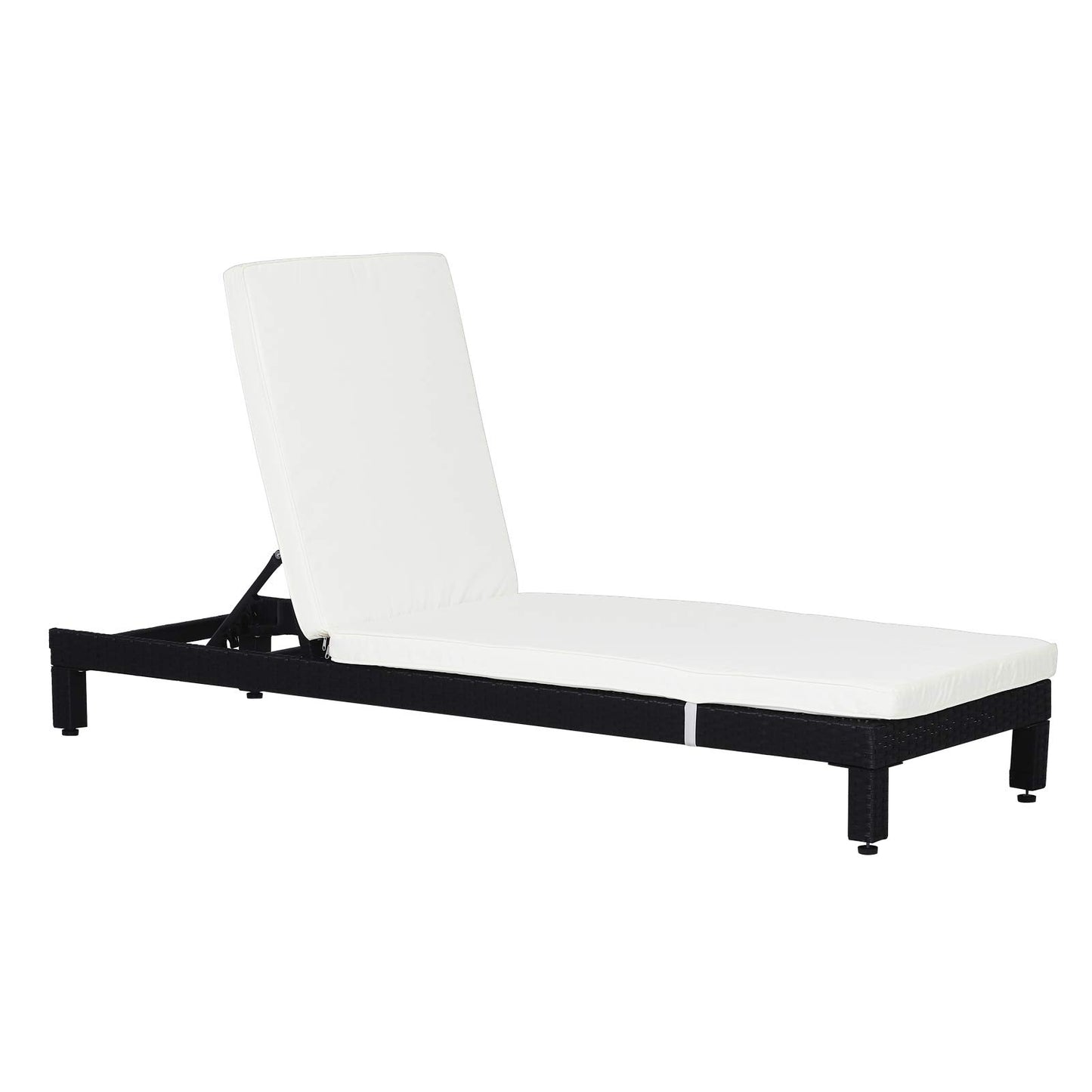 Outsunny Set de 2 Tumbonas de Ratán Chaise Longue con Cojines Acolchados Cubierta Impermeable Silla para Exterior Jardín Patio Terraza