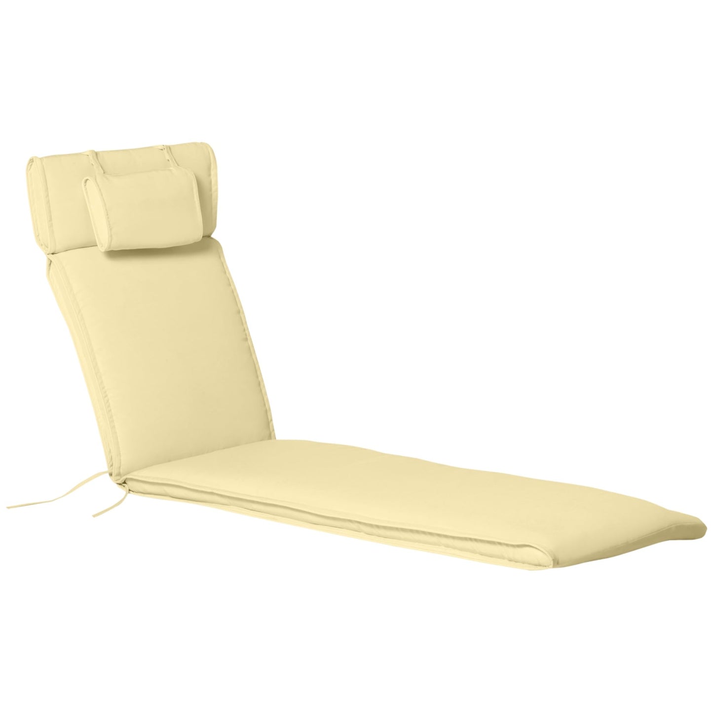 Outsunny Cojín para Tumbona de Exterior 198x53x5 cm Desenfundable y Lavable con Reposacabezas Extraíble Colchoneta Plegable de Algodón para Silla Reclinable de Jardín Crema