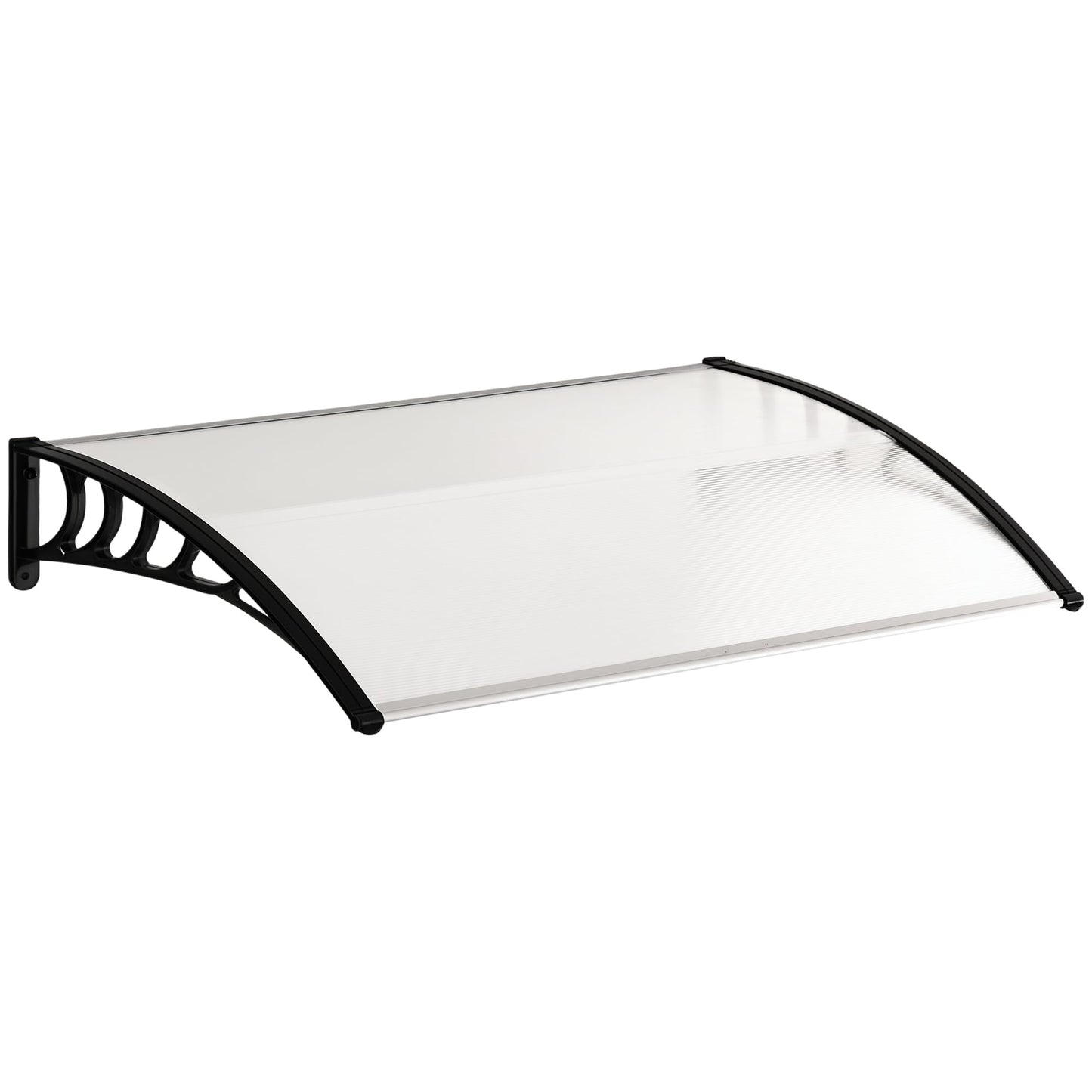 Outsunny Tejadillo de Protección contra Sol y Lluvia Marquesina para Puertas de Exterior Marquesina de Techo Diseño Moderno Aleación de Aluminio Duradero 122x89x24 cm Transparente