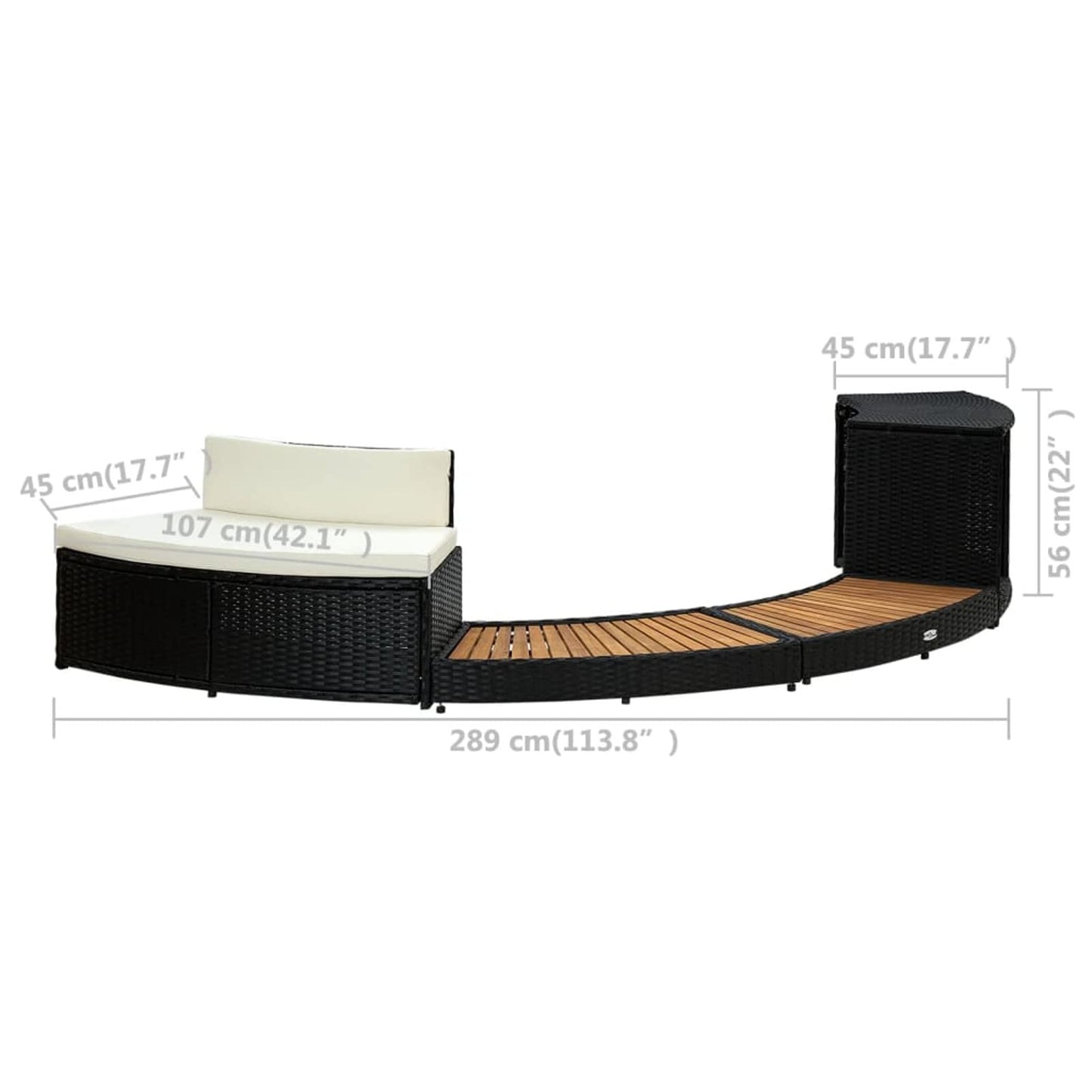 Mogou Borde de bañera de hidromasaje, Yacuzzi Exterior Hinchable Piezas De Recambi, Borde para Bañera De Hidromasaje SPA, ratán PE Madera de Acacia Negro