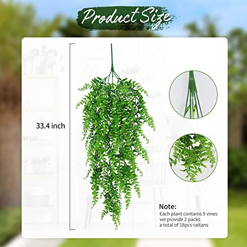 ADORAMOUR Plantas Artificiales Decorativas 2 Piezas Planta Colgantes del Hogar Decoración Pared para Interior y Exterior, Vid de Imitación para Sala de Estar, Seto y Jardín